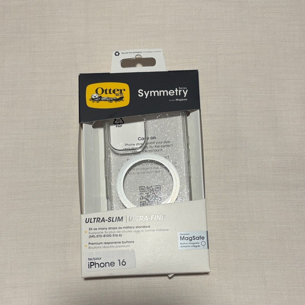 OtterBox Symmetry Clear Glitter MagSafe Case for iPhone 16 - Clear